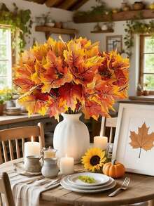 1/2 Stücke UV-beständiges künstliches Ahornblatt-Bouquet-Set - Premium realistisches künstliches Herbstlaub mit vorgebogenen Stielen - Ganzjährig haltbar, kein Verblassen, DIY Blumenwand, Halloween Dekoration, Thanksgiving Dekoration, Hochzeitsdekoration, Kaminmantel Girlande - Herbstfarben - Übersicht 4