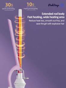 PinkSings 9mm Ceramic Small Curling Iron, 3/8 Inch Small Curling Iron, Suitable For Short And Long Hair, 3 Temperature Settings Ceramic Small Curling Iron, Create Tight Curls - Pink - View 3