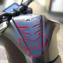 1pc Black Carbon Fiber Pattern Red Edge Motorcycle Fishbone Design Sticker, Adds Sporty And Personalized Style To Motorcycle. Effectively Prevents Scratches And Wear On Motorcycle Surface, Protects Paint, Especially For Fuel Tank Area - 3D Fishbone Creative Transformation Sticker - View 6