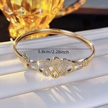1pc Niche Design 8-Shaped Knot Bracelet, Full Rhinestone Wrapped Clasp Bangle, Elegant Daily Commute Jewelry Accessory - Bracelet - View 3