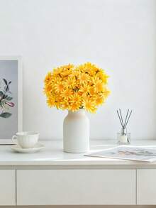 1pc Artificial Green Chrysanthemum Flower, Fake Flower, For Wedding Decor, Home Decor, Party Decor, Outdoor Garden/Yard Decor, Holiday Decor, Gift, Suitable For All Seasons - Yellow - View 7