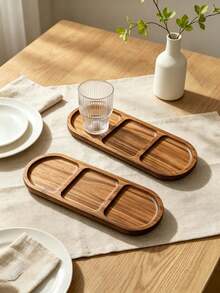 6pcs Oval Shaped Divided/Non-Divided Serving Trays, Breakfast Trays, Wooden Trays, Food Trays, Kitchen Trays, Cheese Trays, Dessert Plates, Wooden Trays, Trays, Dining Plates, Suitable For Bread, Cake, Sushi, Fruit And Appetizers, Kitchen Accessories And Tools, Suitable For Weddings, Parties, Birthdays, Restaurants, Kitchens And Various Holidays. - View 11