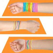 12/30 Pcs Multicolor Silicone Jelly Bracelets Rainbow Glow Neon Stretchable Gummy Rubber Bracelets Hair Ties Party Favor For Adults Women (Random Color) - View 11
