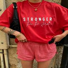 Heartfelt Daily Casual Graphic T-Shirt 100% Cotton Oversized Soft Breathable Casual Crewneck Short Sleeve Top Aesthetic Daily Cute Minimalist Vintage Retro Vibe Trendy Basic Casual - Rojo - Ver 19