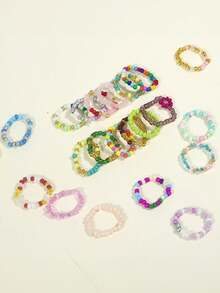 1/30/50/100pcs/Set Exquisite Versatile Bohemian Style Random Color And Style Colorful Floral Elastic Rings Suitable For Men And Women Daily Wear Beautiful Gift - Multicolor - View 15
