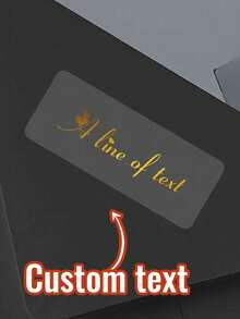 30-240pcs Customizable Transparent Gold Foil Rectangular Text Stickers, Personalized Wedding Labels, Custom Birthday Stickers, Customizable Party Gift Labels, Customizable Wedding Party Self-Adhesive Stickers, Creative Gift, Waterproof Vinyl - Style a - View 3