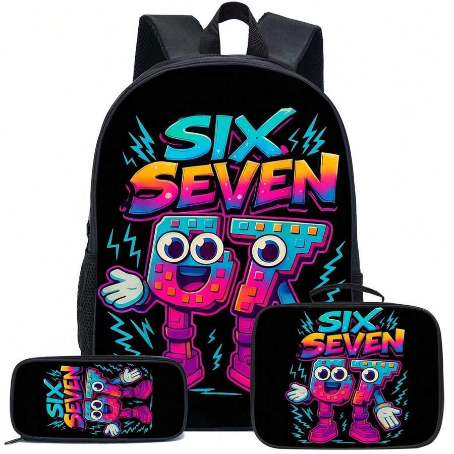 3PCS Boys Backpack Kid 16.5-Inch School Bookbag With Handbag And Pencil Case For Primary Elementary High School