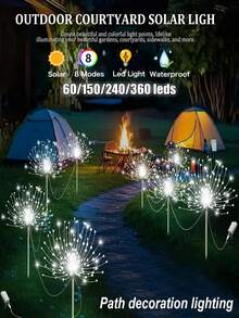 太陽能花園煙花燈,戶外防水 60/150/240/360 LED 燈串,8 種模式 DIY 景觀燈,太陽能蒲公英插地燈,適用於草坪、露台、節日、假期、派對、露營、街道、院子、聖誕裝飾 - 煙火燈 - 查看 3