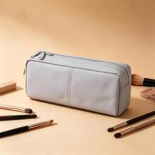 Upright Standing Makeup Brush Bag, Portable Travel Cosmetic Organizer Pouch, Multifunctional Stationery Pencil Case Dual Use - Multicolor - View 5