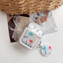 Polka Dot Star Design Earphone Case Music Note Print Earphone Cover TPU Bluetooth Earphone Case Suitable For /2/3/4/Pro Earphone Bag - White - View 6