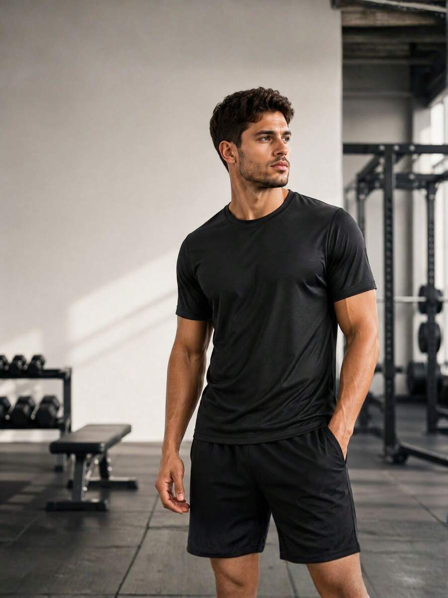 Men's Dry Fit Short Sleeve T-Shirt For Training, Gym, Running, Walking, Fitness - 彩色 - 查看 1