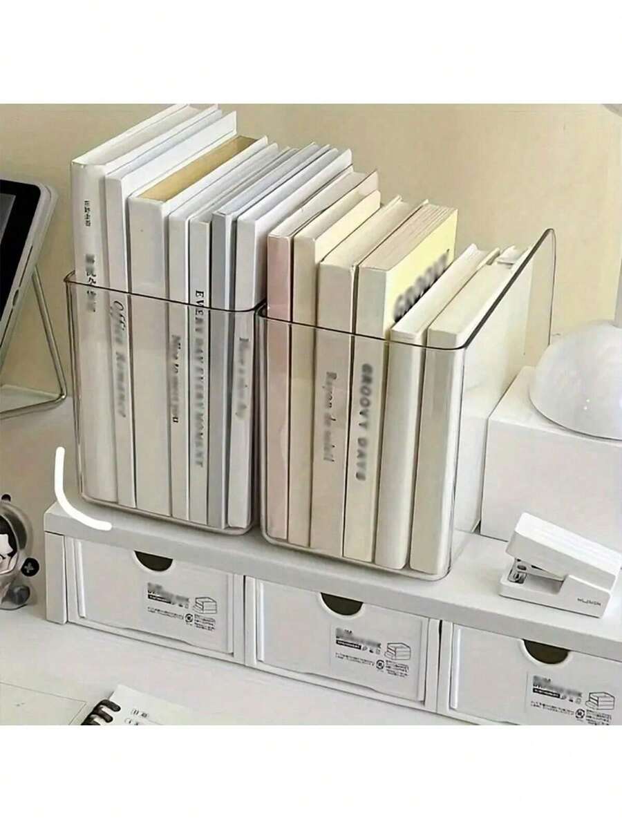 1/2/4 Carpetas verticales, caja de almacenamiento de escritorio transparente, utilizada para almacenar revistas, carpetas, cuadernos y sobres, organizador de archivos de plástico multifuncional para el hogar y la oficina