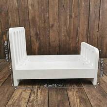 1 Set gestreifte weiße & kaffeefarbene Holz-Fotografie-Requisiten für Neugeborene mit passender Matratze, Vintage-Stil Baby-Holzbett-Requisite ➕ passende Matratze, geeignet für Neugeborenen-Fotoshootings, Porträtfotografie und als Bekleidungsfotografie-Accessoire - Verschiedenfarbig - Übersicht 7