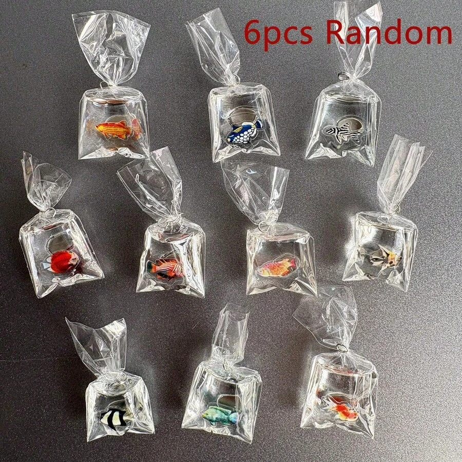 Simulated Water Bag Fish Fridge Magnets, Resin Goldfish Bag Shaped Refrigerator Stickers, Cartoon Ocean Tropical Small Fish Decorative Magnets, Ocean Aquatic Life Refrigerator Decor, Refrigerator Stickers For Kitchen, Office Decoration