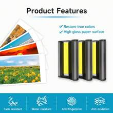 Compatible con el juego de tinta y papel de color Selphy CP1500 CP1300 CP1200 CP910 CP900 impresora de papel fotográfico KP108in KP-36in 4*6 pulgadas 100mm*148mm (1 estuche de tinta y 38 hojas de papel fotográfico) - Ver 2