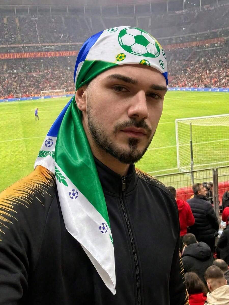 1pc 90*90cm World Cup Football Print Scarf, Suitable For Sports Enthusiasts, Unisex World Cup Fan Gear