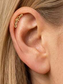 1Pc Openwork Plant 925 Sterling Silver Earring Women Piercing Stud Earring Flat Back Helix Cartilage For Daily Wear Wedding Party Fine Jewelry - Gold - View 3