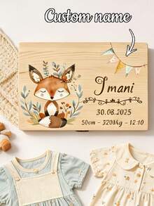 Personalized Wooden Keepsake Jewelry Box With Lid, Custom Name Date Animal Print Memory Storage Box, Decorative Wooden Box For Home Organization, Customizable Text Name Gift For Anniversary - Multicolor - View 3