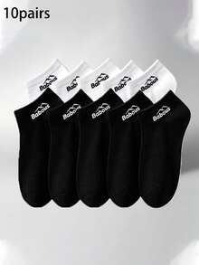 5/10/15 Pairs Men's Babous Mountain Logo Short Boat Socks Multi-Color Assortment, Versatile Daily Wear, Multiple Sizes Available, Simple Classic Men's Socks Set - Multicolor - View 13