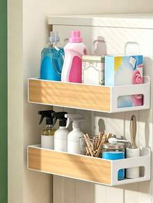 Magnetic No-Drill Refrigerator Storage Rack, Wall-Mounted Vertical Spice Rack, Strong Magnetic Easy Installation, Space-Saving Kitchen Storage Rack, Practical Home Accessory, Used For Storing Seasonings And Organizing Kitchen Countertop Space - White - View 7