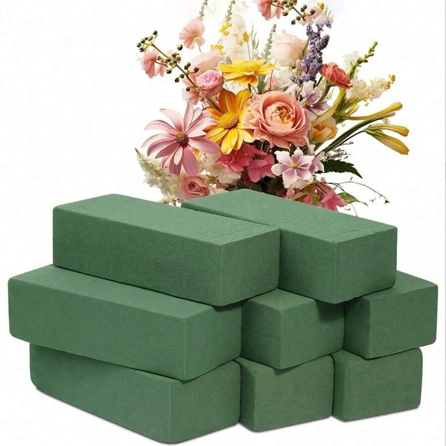 8/6/4/3/2/1件裝花藝泡沫磚,每塊尺寸 5.5"長 X 3.1"寬 X 1.8"高,乾用與濕用花藝泡沫塊,適用於婚禮、生日、派對、節日裝飾及其他場合 - 綠色 - 查看 1