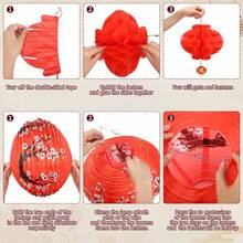 20 piezas de faroles de papel estilo chino & japonés, decoraciones para fiestas, faroles de papel decorativos con flores de ciruelo, adecuados para el Año Nuevo Chino, fiestas de cumpleaños, bodas, restaurantes japoneses y otras ocasiones - B - Ver 7