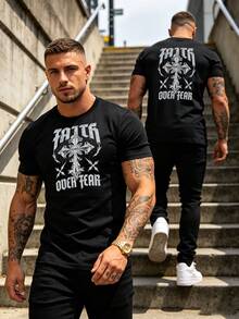 Herren Schlichte Rundhals Kurzarm Lässig Top, Alltags T-Shirt - 黑色 - 查看 6