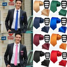 Set Aksesori Pernikahan Pria Terbaru yang Dapat Disesuaikan, Termasuk Dasi Warna Polos yang Dipadukan dengan Sapu Tangan Saku dan Klip Sapu Tangan, Cocok untuk Pengantin Pria, Acara Bisnis, Prom, Pesta, Pakaian Formal Elegan, Pilihan Terbaik untuk Hadiah Pria. - A - View 1