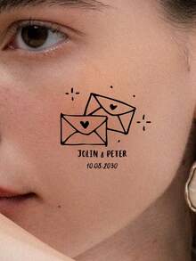 1/10/20/30/60 Pcs Custom Text Couple Temporary Tattoos, Personalized Wedding Ceremony Couple Tattoos, Bride And Groom Name Tattoos, Waterproof Personalized Couple Matching Tattoos - Multicolor - View 5