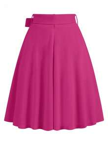 Vestido + Vestido de color sólido con lazo frontal - Rosa Fucsia - Ver 2