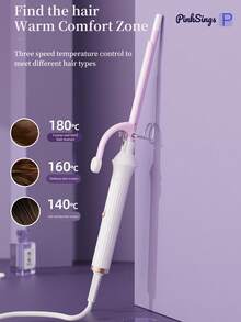 PinkSings 9mm Ceramic Small Curling Iron, 3/8 Inch Small Curling Iron, Suitable For Short And Long Hair, 3 Temperature Settings Ceramic Small Curling Iron, Create Tight Curls - Pink - View 1