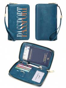 MIYIN Fashion Unique Creative Letter Pattern Passport Holder, RFID Anti-Theft Portable Zipper Travel Wallet With Wrist Strap, Can Store Credit Cards/ID Cards/Cash/Phone - Multicolor - View 19