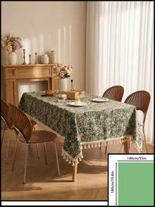 1pc Green Grassland Tablecloth Green Jacquard Natural Tassel Dining Tablecloth Rectangular Coffee Table TV Cabinet Entryway Multi-Functional Cover Suitable For Holiday Gatherings Birthday Parties Wedding Banquets Dining Table Decoration Restaurant Living Room Decoration Office Coffee Table Mat Home Decoration Room Decoration All Seasons - Green - View 10