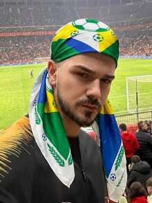1pc 90*90cm World Cup Football Print Scarf, Suitable For Sports Enthusiasts, Unisex World Cup Fan Gear - Green - View 3