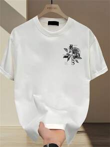 Men's Pattern100%Pure Cotton T Shirt - Street Style Prints,Basic Casual Clothing - 白色 - 查看 1