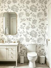 1 Roll Peony Flower Bohemian Style Self-Adhesive PVC Wallpaper, Removable Minimalist Solid Color Design, Suitable For Bedroom, Cabinet, Wall Panel Decoration, All-Season Home Refresh, Can Be Used As Holiday Decor Sticker, Birthday Graduation Gift - Multicolor - View 4