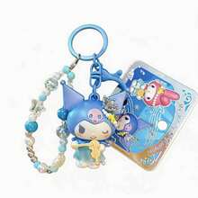 Miniso 2款 MINSO 三麗鷗 Kuromi My Melody 可愛美人魚海洋音樂會 3D公仔鑰匙圈，日系貝殼串珠手腕掛繩鑰匙環，夏季泳池派對伴手禮、美感海邊度假背包手提包吊飾 - 藍色的 - 查看 6