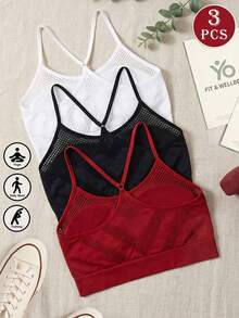 3pcs Seamless Backless Lace-Up Breathable Women's Tank Tops, Sexy Comfortable Women's Lingerie - Multicolor - View 6