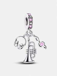 1pc 925 Sterling Silver Mini Music Pendant, Suitable For Women Bracelet/Bangle DIY Jewelry Making And Daily Decoration, Decorative Accessory For Girls - Beads 2 - View 16