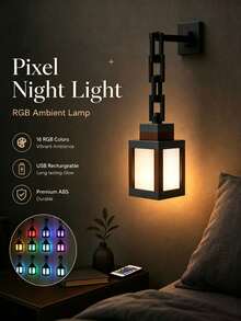 Lampu Dinding LED 16 Warna - Lampu Malam Lentera Piksel, Baterai Isi Ulang 500mAh Terintegrasi, Cocok untuk Lampu Meja, Permainan Peran Kostum, dan Dekorasi Ruangan - MultiWarna - View 12