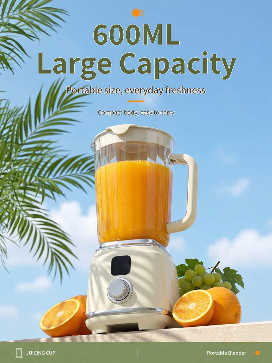 GENAI Portable Blender,Rechargeable Juicer Cup With 10-Blade Cutter, 2-Speed Cordless Smoothie Maker, Self-Cleaning Mini Blender With Type-C Charging For Fruit Juice, Shakes And Travel