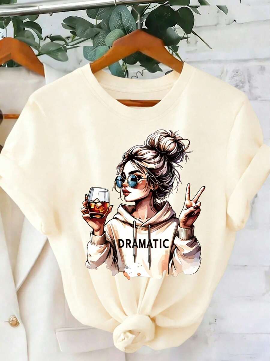 Women T-Shirts - 杏色 - 查看 1