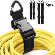 5PCS Adjustable Garden Hose Straps, Heavy Duty Extension Cord Organizer, Hanging Storage Straps For Garage And Workshop, Reusable Cable Management Ties - Black - View 9