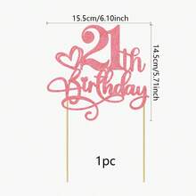 1pc Gold Glitter Birthday Cake Topper For Milestone Anniversary Party Decorations, Sparkly Cake Picks For 20th 21th 30th 40th 50th 60th 70th 80th Birthday Celebration - Classic Heart Birthday - View 27