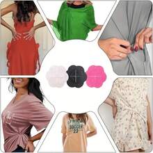 3/5/8Pcs Silicone Clothing Clips, Waist Tightener, Suitable For T-Shirts And Dresses, Multi-Functional Shirt Fixing Straps With Floral And Solid Color Pattern Design, Enhancing Daily Wear And Party Elegance - Multicolor - View 5