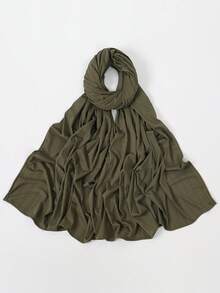 1pc Premium Knitted Ribbed Hijab Scarf For Women, Striped & Solid Color Headwear, Soft Breathable Shawl For Daily Dress - Plain-colored, Smooth-surfaced, Threaded Long Towel - View 16