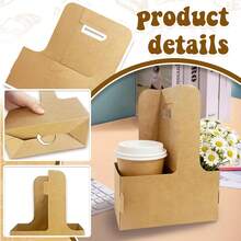 Coffee Beverage Carrier With Handle, Disposable Paper Cup Drink Holder, Assembling Takeout Cup Holder, Suitable For Beverage And Food Delivery - Primary Color - View 2