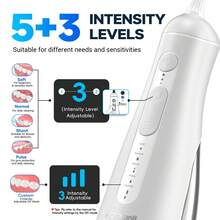 Mornwell F42 Portable Cordless Water Flosser, Wireless Dental Water Flosser Set, 300ML Tank, 15 Cleaning Modes, 5 Jet Tips, IPX7 Waterproof USB Rechargeable Oral Irrigator, Water Jet Floss For Travel Gifts - Multicolor - View 5