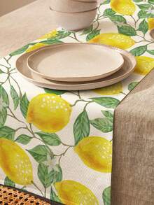 1 pieza Camino de mesa con patrón de limón, 4 piezas Manteles individuales con patrón de limón, Adecuado para vacaciones, fiestas, cumpleaños, cenas, decoración de mesa de cocina y comedor, decoración de habitación para todas las estaciones, decoración textil para el hogar Camino de mesa - Multicolor - Ver 7