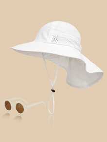1 Set Baby Sun Protection Hat With Fashion Glasses, Breathable Quick-Dry Beach Daily Sun Hat - Bucket Hat + Glasses - View 8